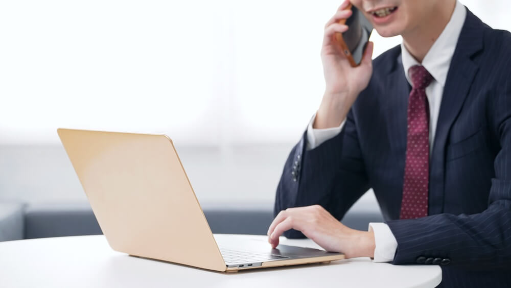 Company manager on the phone