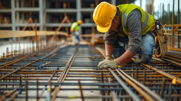 Builder working on a construction site