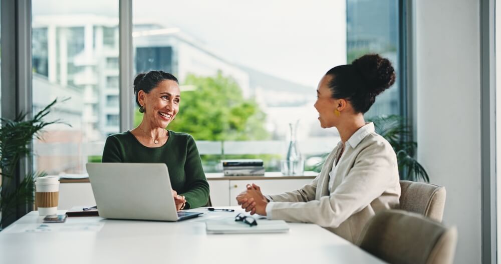 Two business woman in a meeting